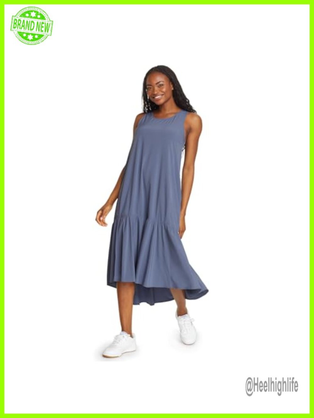 Eddie Bauer Departure Midi Dress Pull On Crew Neck Long Sleeve Casual